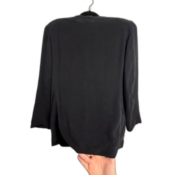 Calvin Klein Collection Vtg Collarless Blazer Womens Black 100% silk Made in USA - Picture 2 of 7
